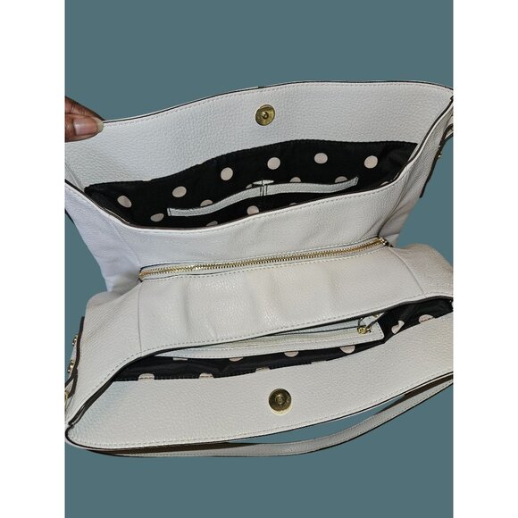 Ann Klein Faux Leather Off White Multi Compartment Shoulder Bag - Picture 14 of 14